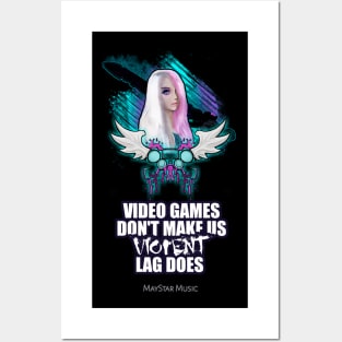 Video Games Don't Make Us Violent Lag Does - Fantasy Girl Gaming Controller Posters and Art